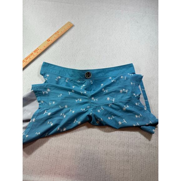 Maui & Sons Men Board Shorts Blue with Palm Trees Black Shark 4 Way Stretch 38 - Picture 8 of 14